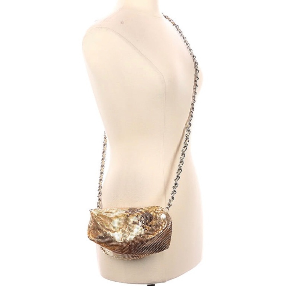 NWT Rare Betsey Johnson Skull Crossbody 100% metal mesh gold bag
